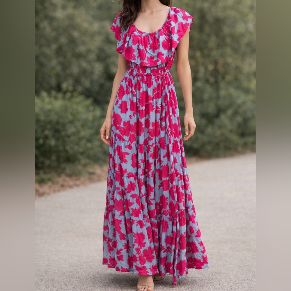 Flying Tomato Hot Pink Floral Print Maxi Dress